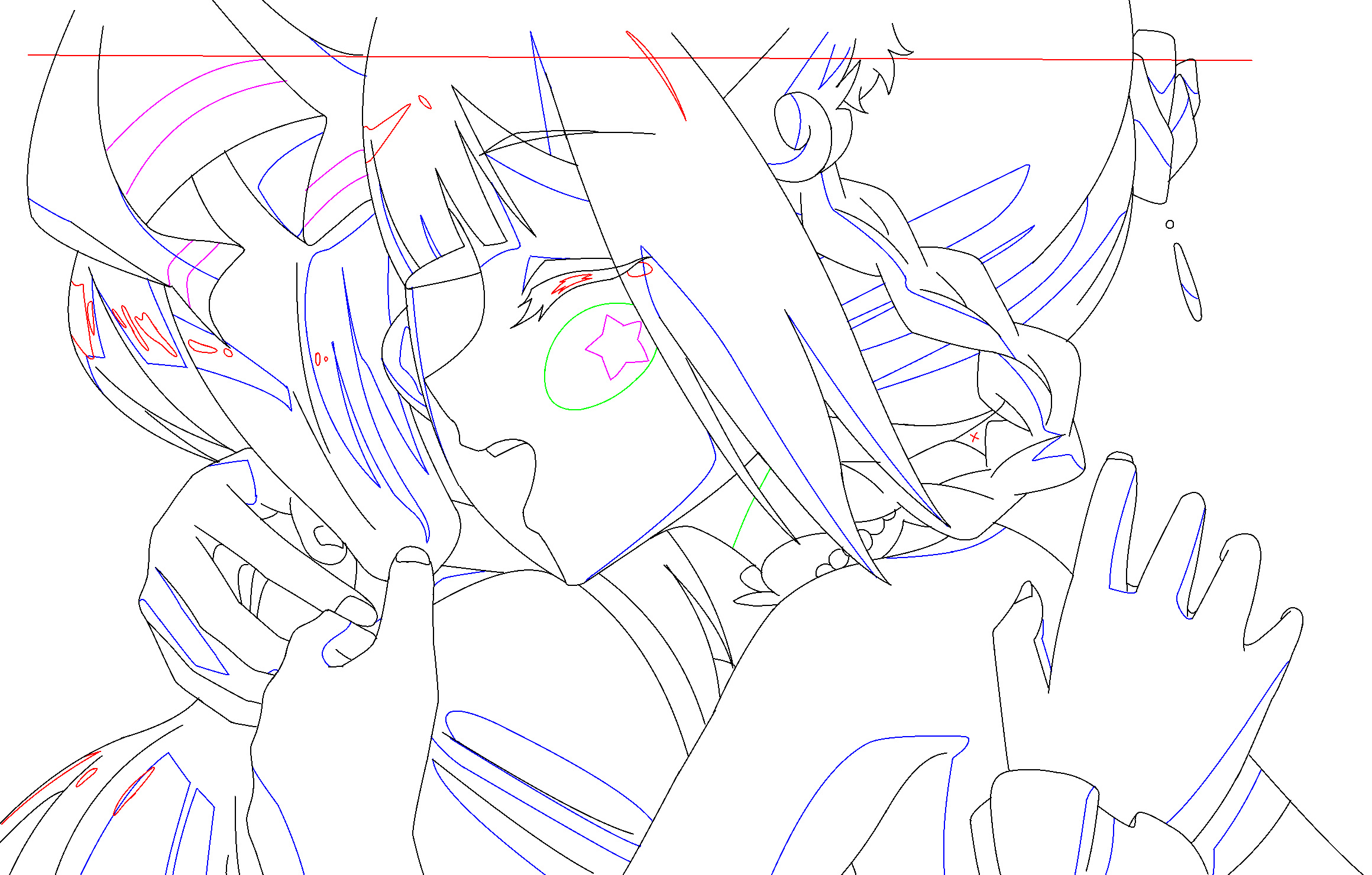 Clean character animation drawing from the in-between animation stage